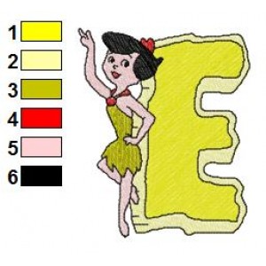 Alphabets E With The Flintstones Embroidery Design